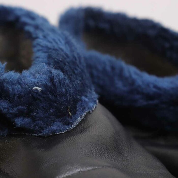 Black Blue Leather Fur Socks (5) - Image 2