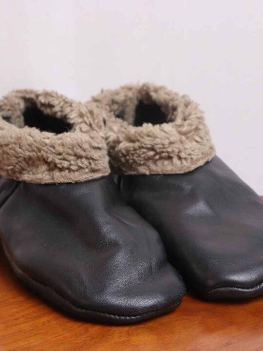 Black Nazia Leather Fur Socks (5)