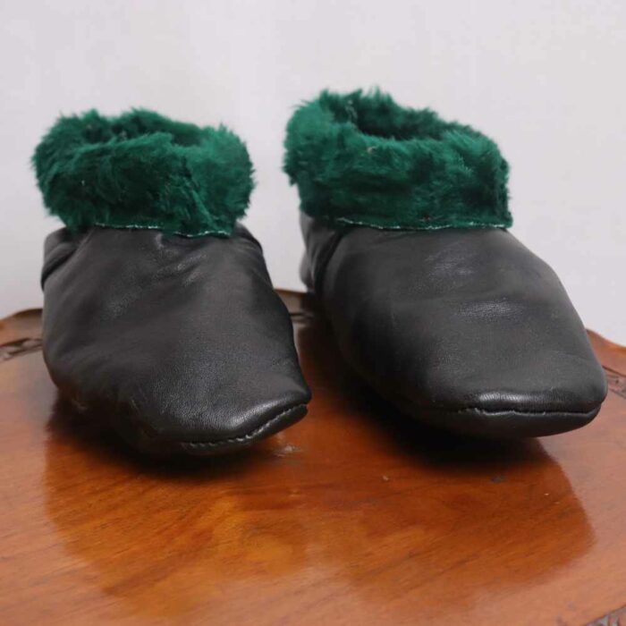 Black Sabz Leather Fur Socks (6)