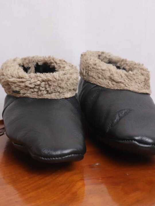 Brown Noor Leather Fur Socks (6)