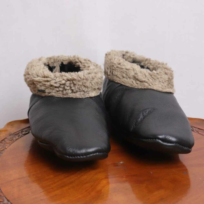 Brown Noor Leather Fur Socks (6)