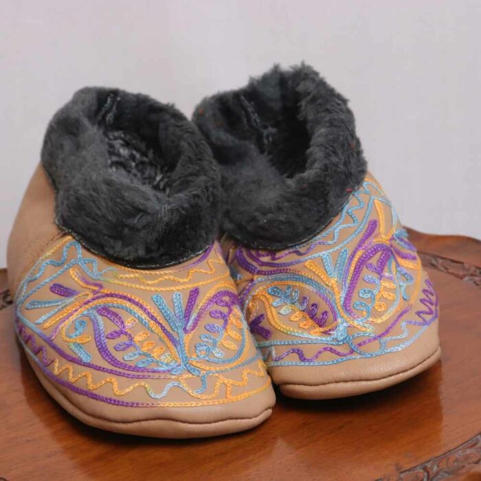 Light Brown Leather Socks with Ari Embroidery (7)