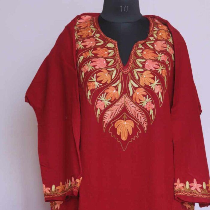 Maroon Inaya Cashmilon Kashmiri Phiran Co-ord Set - Image 2