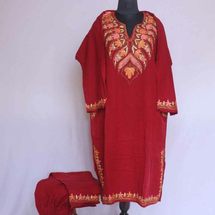 Maroon Inaya Cashmilon Kashmiri Phiran Co-ord Set