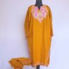 Mustard Aliya Cashmilon Kashmiri Phiran Co-ord Set