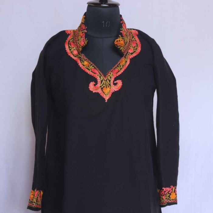 Black Ansari Cashmilon Kashmiri Phiran Co-ord Set - Image 2