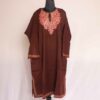 Brown Pure Wool Kashmiri Sozni Paper Mache Designer Pheran