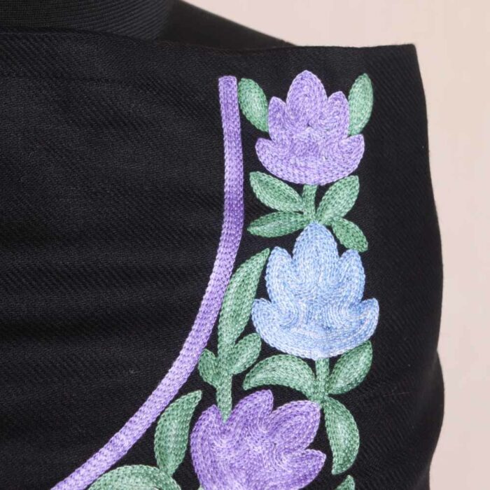 Black Lilac Balgarden Woolen Kashmiri Suit With Aari Work - Image 2