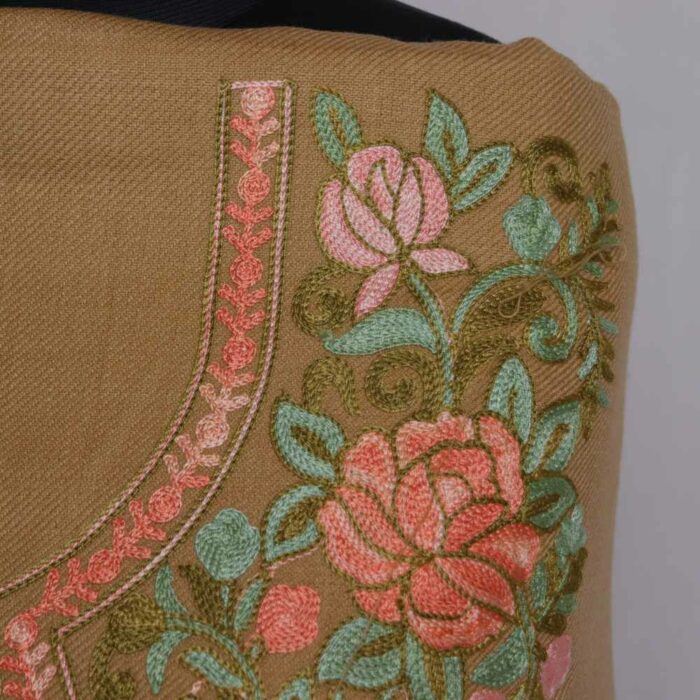 Light Brown Aftabi Jehangir Kashmiri Woolen Suit - Image 3