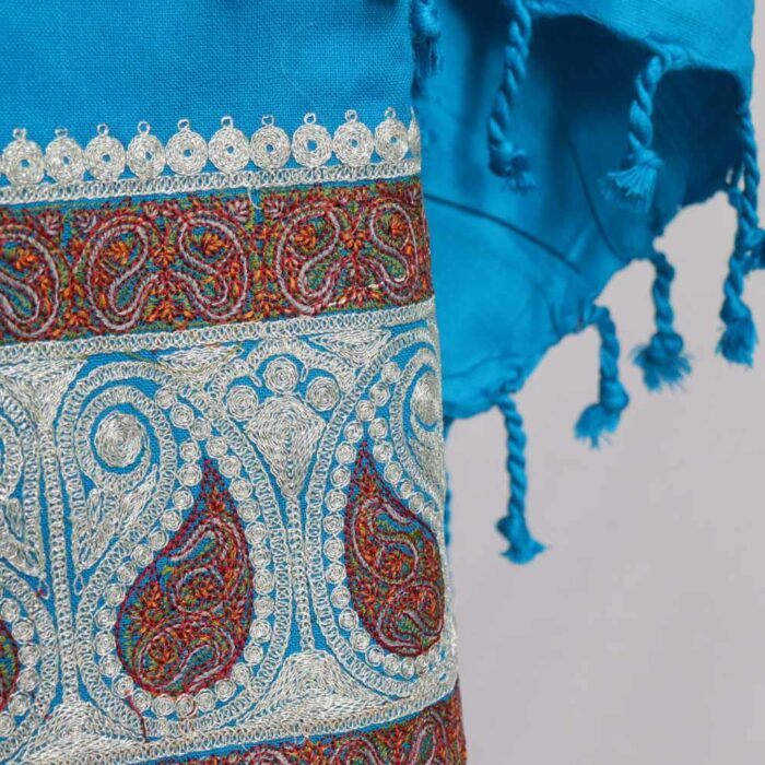 3PC Wool Naaz Blue Kashmiri Suit with Tilla and Sozni - Image 2