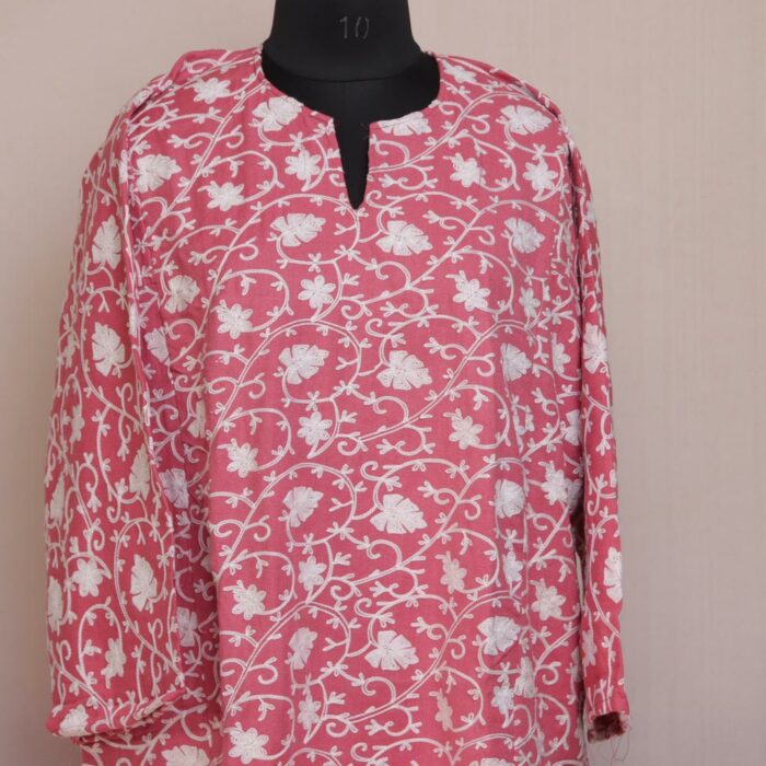 Baby Pink Kashmiri Aari Jaal Pheran - Image 2