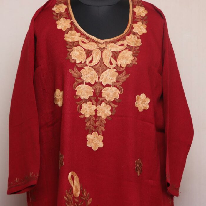 Maroon Botidar Pheran with Aari Embroidery - Image 2