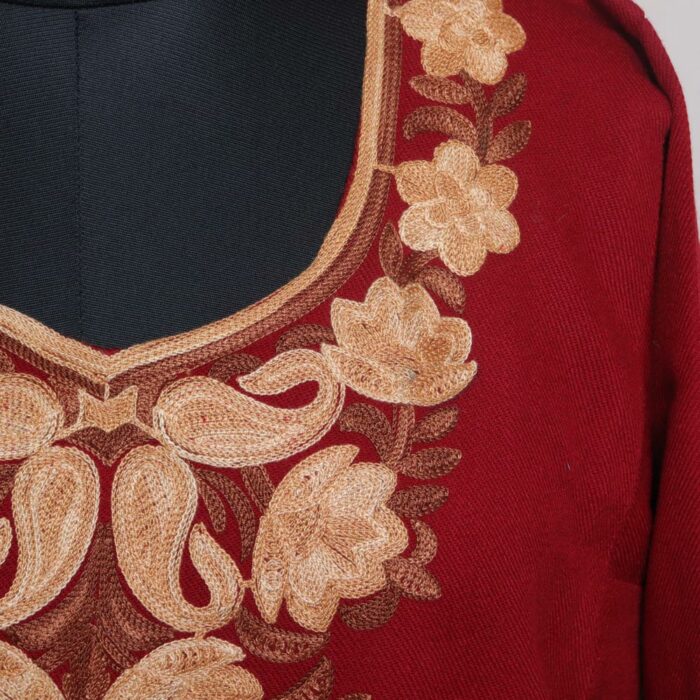 Maroon Botidar Pheran with Aari Embroidery - Image 3