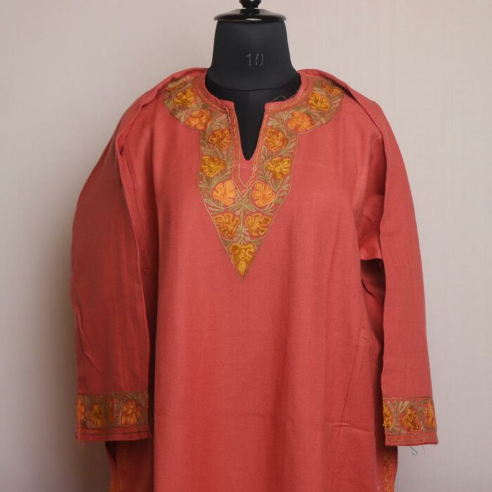 Peach Nora Pheran With Aari Work - Image 2