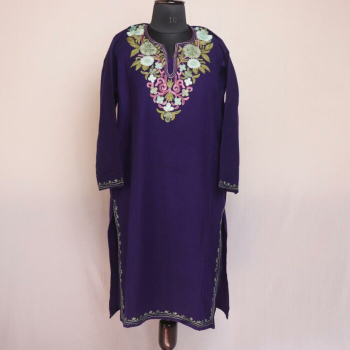 Dark Blue Kashmiri Aari Pheran