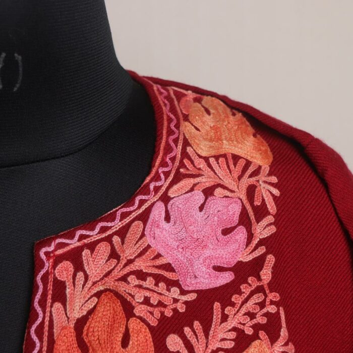 Maroon Chinari Pheran With Aari Work - Image 3