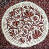 Harud Chinari 3ft Round Handmade Pure Wool Aari Embroidered Namda Rug