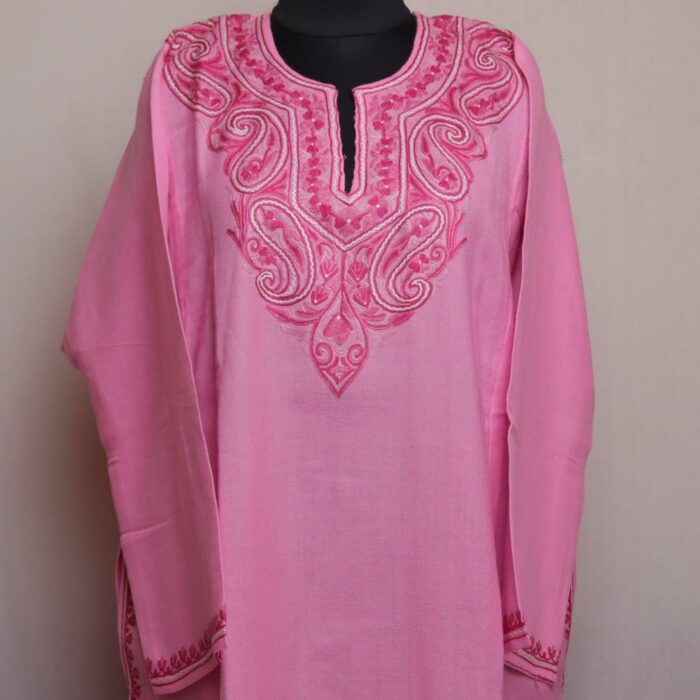 Pink Pure Wool Handwork Aari Pheran - Image 2