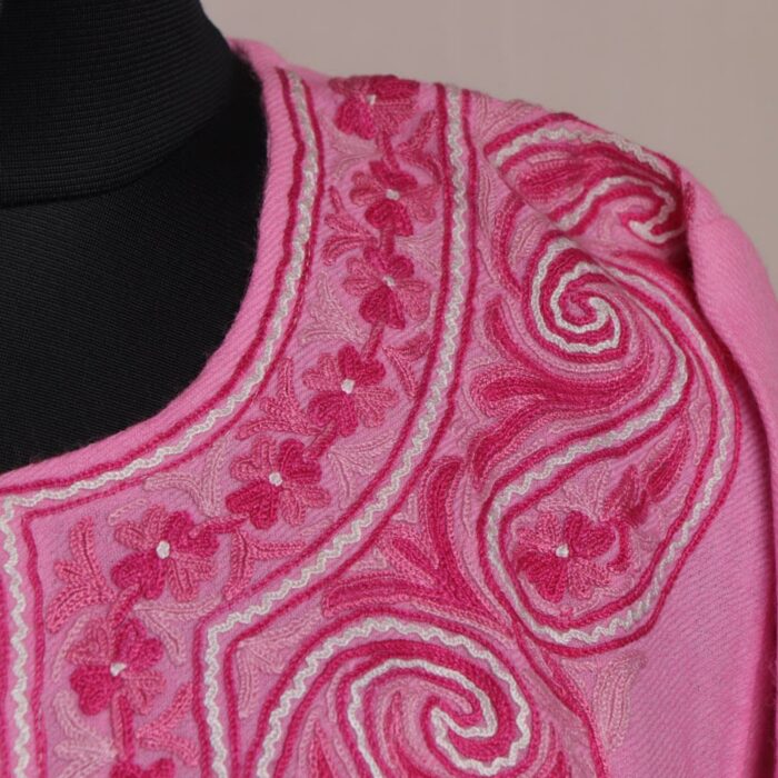 Pink Pure Wool Handwork Aari Pheran - Image 3