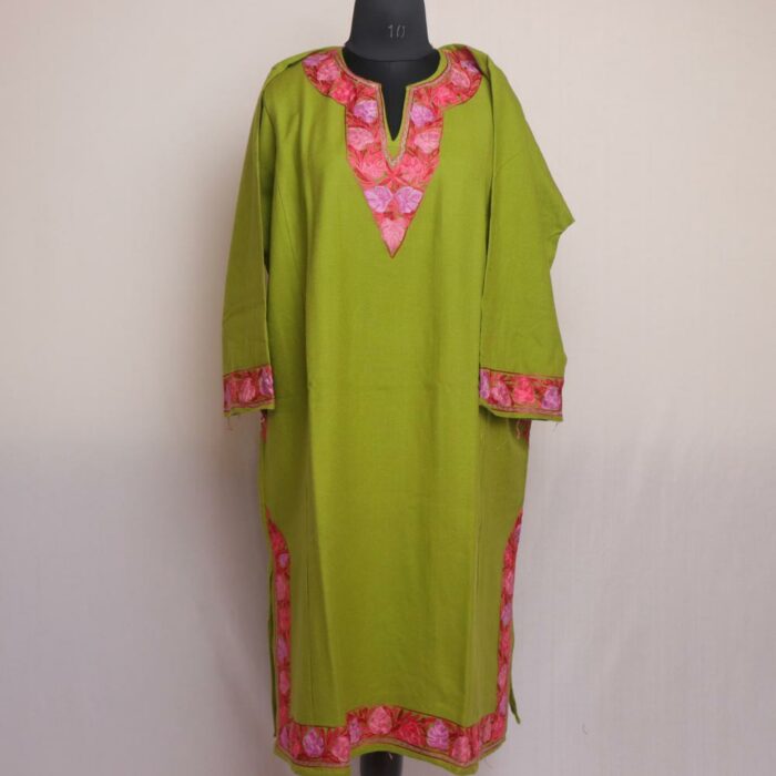 Parrot Green Kashmiri Aari Pheran