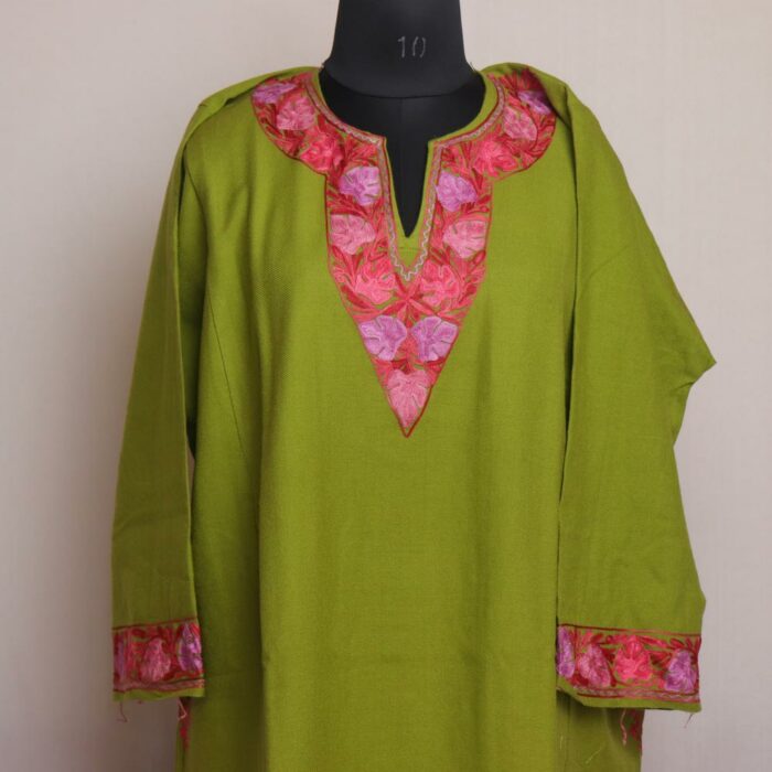 Parrot Green Kashmiri Aari Pheran - Image 3