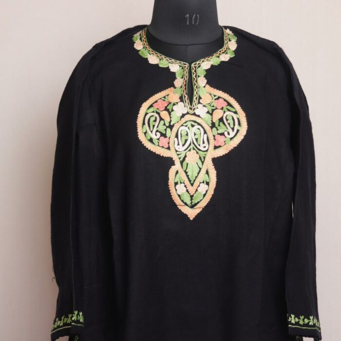 Black Kishmish Kashmiri Winter Aari Pheran - Image 2