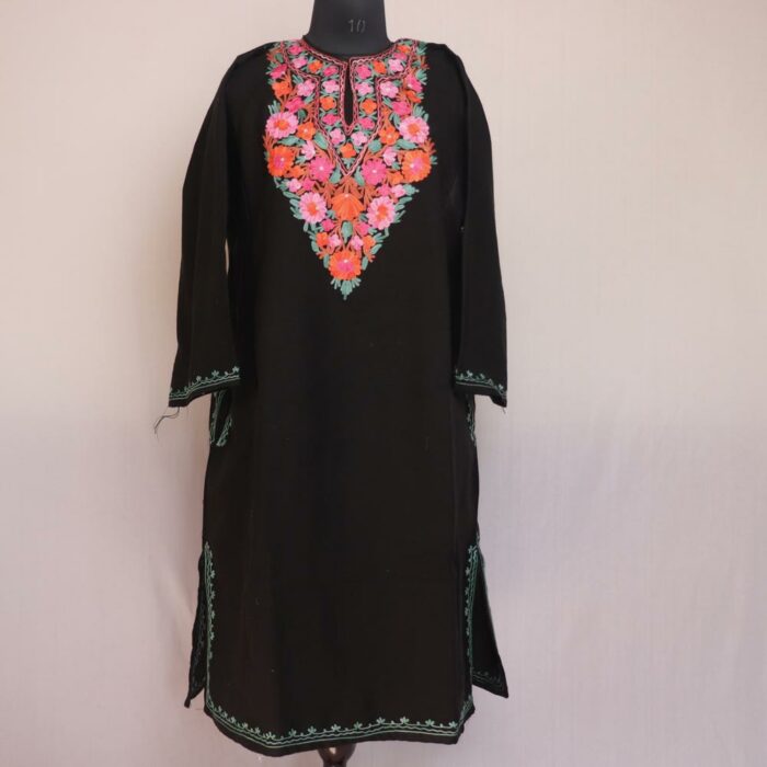 Black Gurezi Kashmiri Winter Aari Pheran