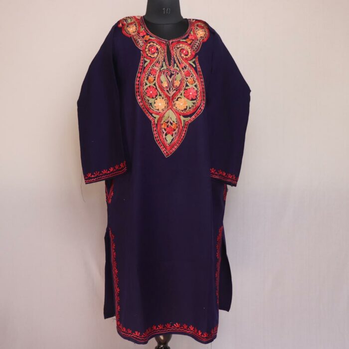 Dark Blue Badami Kashmiri Winter Aari Pheran