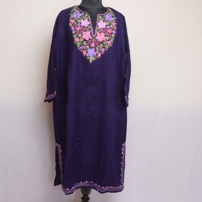 Dark Blue Doldar Kashmiri Winter Aari Pheran