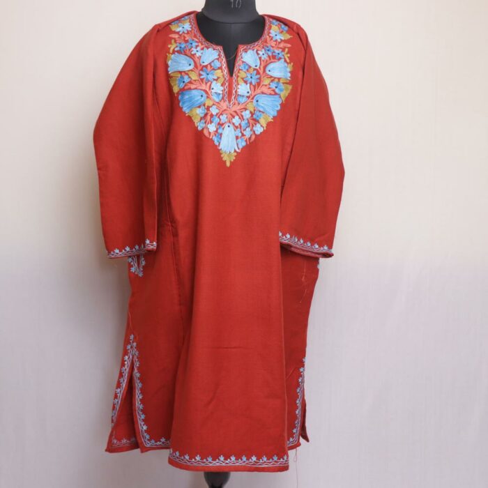 Rust Aabi Kashmiri Winter Aari Pheran