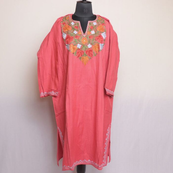 Pink Nundbon Kashmiri Winter Aari Pheran