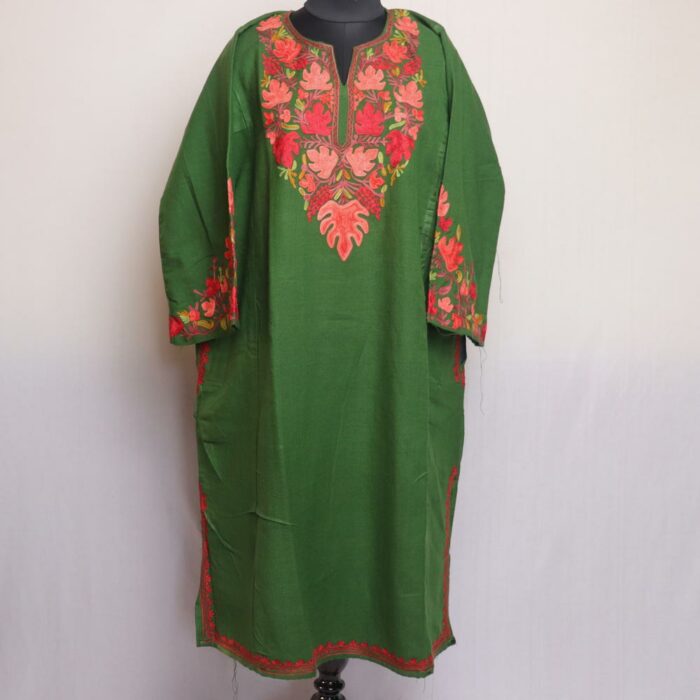 Green JashneBahar Kashmiri Winter Aari Pheran