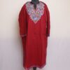 Reddish Maroon Blue Kashmiri Winter Aari Pheran
