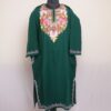 Dark Green Floral Kashmiri Winter Aari Pheran