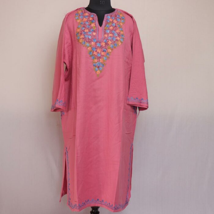 Pink Tarak Kashmiri Winter Aari Pheran