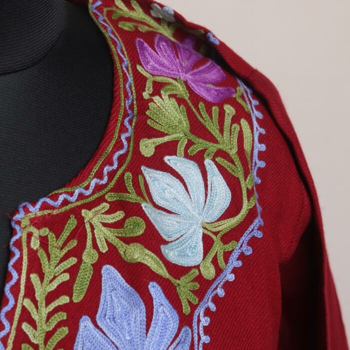 Maroon Nundi Bani Kashmiri Winter Aari Pheran - Image 3