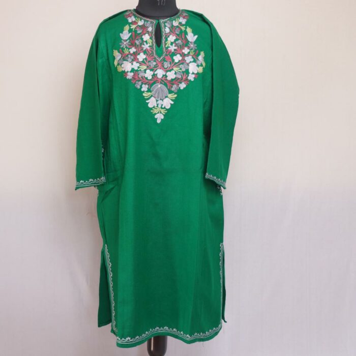Dark Green Naazneen Kashmiri Winter Aari Pheran