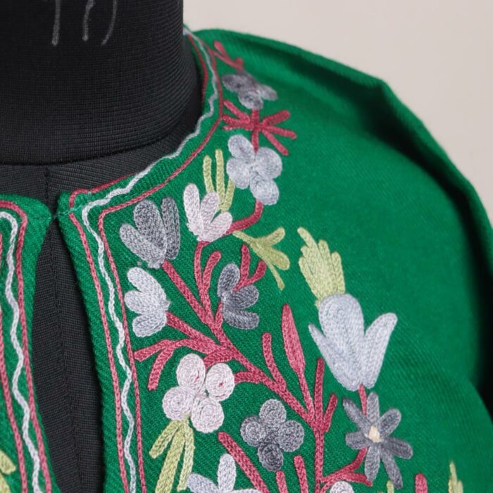 Dark Green Naazneen Kashmiri Winter Aari Pheran - Image 3