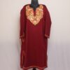 Burgundy Bliss: Maroon Winter Kashmiri Pheran with Aari Embroidery