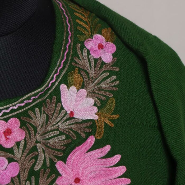 Evergreen Enchantment: Winter Kashmiri Pheran with Aari Embroidery - Image 3