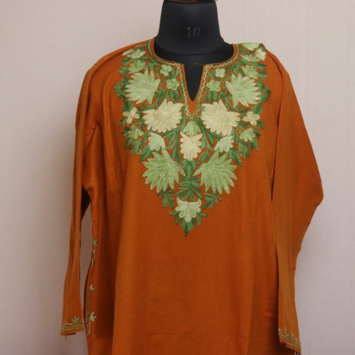 Mustard Bliss: Winter Pheran with Aari Embroidery - Image 2