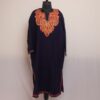 Sapphire Twilight: Dark Blue Winter Kashmiri Pheran with Aari Embroidery