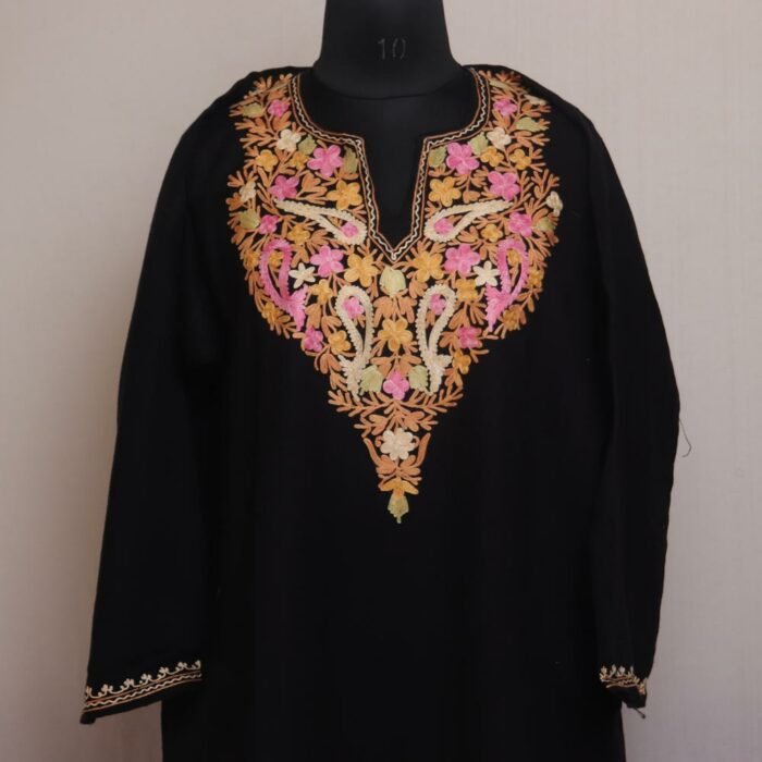 Noir Elegance: Black Kashmiri Pheran with Aari Embroidery - Image 2