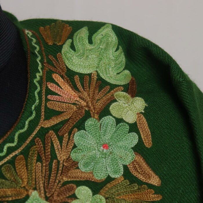 Dark Green Kashmiri Pheran With Aari Work - Image 3