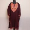 Wine Floral Kashmiri Pheran With Aari Work