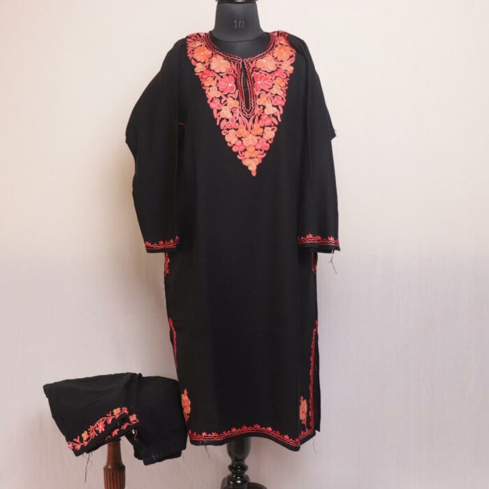 Black Cashmilon Kashmiri Phiran Co-ord Set