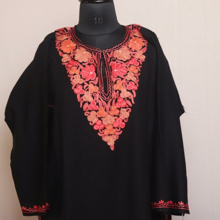 Black Cashmilon Kashmiri Phiran Co-ord Set - Image 2