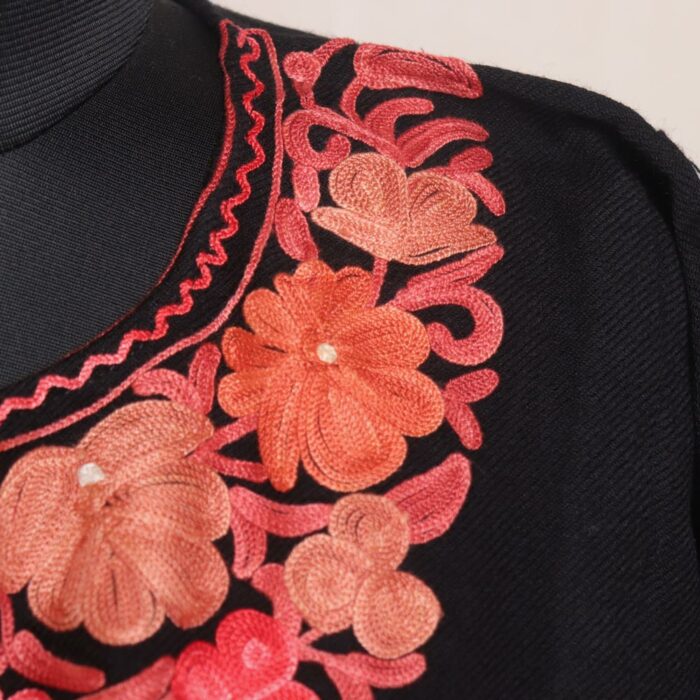 Black Cashmilon Kashmiri Phiran Co-ord Set - Image 3
