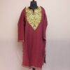 Roseate Radiance: Dark Pink Kashmiri Pheran with Aari Embroidery