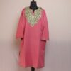 Blush Blossom: Light Pink Ladies Kashmiri Pheran with Aari Embroidery